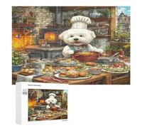 Bichon Frise Puzzles 1000 Piezas Obra De Arte 3D Familiar Animales Lindos Mascotas Rompecabezas Colorido para Adultos Y Niños A 12 Años DIY Moderno Aliviar Estrés 1000 PCS