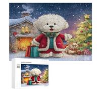 Bichon Frise Puzzles 300 Piezas 3D Creativo Animales Lindos Mascotas Obra De Arte Rompecabezas Familiar para Niños Y Adultos A 12 Años Desafío Intelectual Decoración Hogar 300 PCS