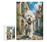 Bichon Frise Puzzles 300 Piezas Estrés Aliviar Animales Lindos Mascotas Rompecabezas Circular para Adultos Y Niños A 12 Años 3D Maquetas Construir DIY Moderno Juguete300 PCS
