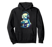 Bichon Frise Retro Gamer Vintage Gaming Amante de los perros Sudadera con Capucha