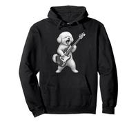Bichon Frise Tocando Bajo Música Rock Amante de los Perros Sudadera con Capucha