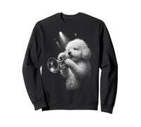Bichon Frise Tocando Trompeta Jazz Música Amante de los Perros Sudadera