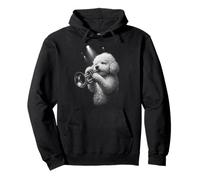Bichon Frise Tocando Trompeta Jazz Música Amante de los Perros Sudadera con Capucha