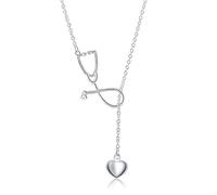 BICHONG Nuevo 925 Sterling Silver Doctor Estetoscopio Corazón Colgante Collar Doctor Enfermera Médica para Mujeres Collar Creatividad Joyería