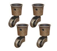 BICIBO Ruedas Universales de Metal Tipo Copa Antigua para Muebles, Camas y Sillones - Giratorias Móviles Con Carga 150 kg - Bronce, 4 Piezas