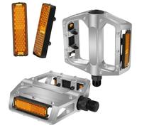 Bicicleta 1Par Pedales de Aleación de Aluminio Antideslizante con Tiras Reflectantes para Bicicletas de Montaña y Carrera