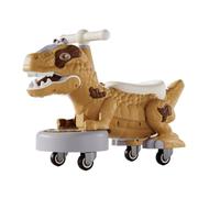 Bicicleta Bicicleta de Equilibrio de Dinosaurio for niños pequeños, de 4 Ruedas, con música y Efectos de luz, Primer cumpleaños. Juguetes(Geel)