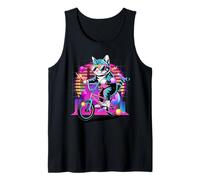 Bicicleta BMX Retro Cat Riding 80s Synthwave estética Camiseta sin Mangas