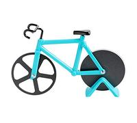 Bicicleta Cortador de Pizza, Rueda de Corte de Acero Inoxidable con Revestimiento Antiadherente con Soporte (Celeste 19cm * 12cm * 4 cm)