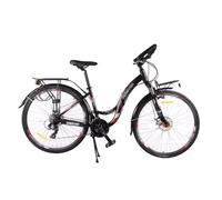 Bicicleta De Carretera De Carbono, Bicicleta Híbrida para Terrenos Gravosos, Bicicleta De Fibra 700C con Grupo De 24 Velocidades Black