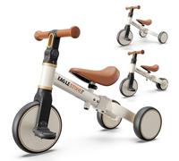 Bicicleta de equilibrio 5 en 1 para niños pequeños, bicicleta de equilibrio y triciclo para niños de 18 meses a 4 años, regalo de interior y exterior para niños y niñas, color blanco