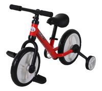Bicicleta de equilibrio para niños HOMCOM, 2 ruedas, 1 rueda con pedales extraíbles, ruedas de 12 pulgadas, altura ajustable, para niños de 2 a 5 años Rojo