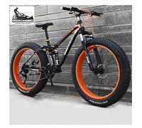 Bicicleta de montaña de doble suspensión, con doble freno de disco para adultos (hombres y mujeres), bicicleta de montaña todoterreno con neumáticos anchos, cuadro de acero de alto carbono, color ro