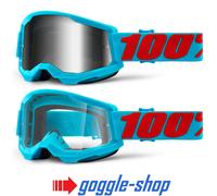 Bicicleta de Montaña Gafas 100% STRATA 2 Motocross MX 100 PERCENT Espejo/Claro