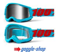 Bicicleta de Montaña Gafas 100% STRATA 2 Motocross MX 100 PERCENT Espejo/Claro