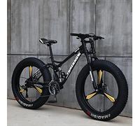 Bicicleta de montaña, neumático grueso de 26 pulgadas, marco de doble suspensión, todo terreno, 21 velocidades