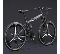 Bicicleta De Montaña Plegable De 24/26 Pulgadas con Suspensión Doble De 21 Velocidades Y Ruedas Integradas, Cuadro De Acero De Alto Carbono, para Adultos, Hombres Y Mujeres A,26 Inch