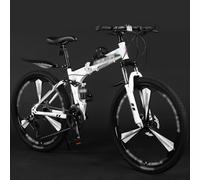 Bicicleta De Montaña Plegable De 24'', 26'' Y 27,5''- Bicicleta Doble Suspensión para Hombre Y Mujer, con 21 Velocidades, Cuadro De Acero De Alto Carbono Y Ruedas De Tres Radios B,26 Inch
