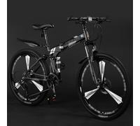 Bicicleta De Montaña Plegable De 24'', 26'' Y 27,5''- Bicicleta Doble Suspensión para Hombre Y Mujer, con 21 Velocidades, Cuadro De Acero De Alto Carbono Y Ruedas De Tres Radios E,26 Inch