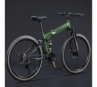 Bicicleta De Montaña Plegable De 24 Y 26 Pulgadas, 21 Velocidades, Frenos De Disco Dobles, Ruedas De Radios Y Suspensión Doble para Hombres Y Mujeres Adultos D,26inch