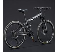 Bicicleta De Montaña Plegable De 24 Y 26 Pulgadas, 21 Velocidades, Frenos De Disco Dobles, Ruedas De Radios Y Suspensión Doble para Hombres Y Mujeres Adultos A,24inch