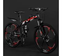 Bicicleta De Montaña Plegable para Adultos De 24/26/27,5 Pulgadas, 21 Velocidades, Frenos De Disco Dobles, Ruedas De Seis Radios, Doble Suspensión, De Acero Al Carbono D,27.5 Inch