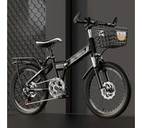 Bicicleta De Montaña Plegable para Estudiantes, 18/20/22/24 Pulgadas, Cuadro De Acero De Alto Carbono, Freno De Disco Amortiguador, 7 Velocidades E,20 Inch