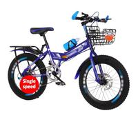 Bicicleta De Montaña Plegable para Estudiantes, De 18, 20, 22 Y 24 Pulgadas, con Cuadro De Acero De Alto Carbono Y Freno De Disco, De Una Sola Velocidad B,20 Inch