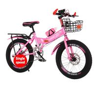 Bicicleta De Montaña Plegable para Estudiantes, De 18, 20, 22 Y 24 Pulgadas, con Cuadro De Acero De Alto Carbono Y Freno De Disco, De Una Sola Velocidad C,24 Inch