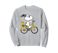 Bicicleta de Montar Snoopy & Woodstock Sudadera, Unisex para Adultos, Gris Jaspeado, XL