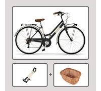 Bicicleta de paseo Airbici ALLURE Lady - 6 Velocidades, Ruedas 700C Negro Mate