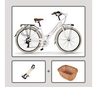 Bicicleta de Paseo Airbici ELEGANCE Lady- 6 Velocidades, Ruedas 28" Blanco Helado 46