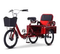 Bicicleta de paseo de 3 ruedas con asiento plegable con cubierta para transportar pasajero y carga, tija de sillín ajustable, ruedas todoterreno de 20", triciclo plegable para adultos, frenos dobles