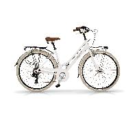 Bicicleta de Paseo Elegance L- Bicicleta Vintage Urbana, 18 Velocidades, Cuadro de Aluminio, Ruedas 700x35C , By Airbici Blanco Helado