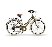 Bicicleta de Paseo Elegance L- Bicicleta Vintage Urbana, Cuadro de Aluminio, 6 velocidades Verde Oasi