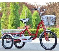 Bicicleta de Tres Ruedas Triciclo for Adultos Mayores de 6 velocidades Variables con cestas Delanteras y traseras de Acero y Tapas, Multicolor