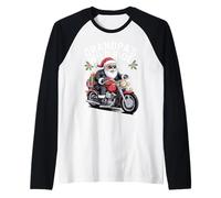 Bicicleta Divertida de Papá Noel para Motociclista, diseño de Abuelo Camiseta Manga Raglan
