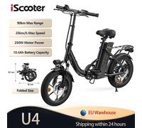 Bicicleta Eléctrica IScooter U4 para Adultos, Bicicleta Eléctrica Urbana de 16 Pulgadas, Motor de 250W, Batería de Litio Extraíble de 36V 10.4AH, Bicicleta Eléctrica para Desplazamientos U4