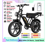 Bicicleta eléctrica RCB de 20", bicicleta eléctrica con aplicación y NFC, bicicleta para adultos, batería extraíble de 48 V 31,2 Ah, motor sin escobillas, 7 velocidades, asiento trasero, LCD Black