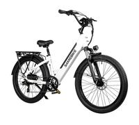 Bicicleta eléctrica Samebike RS-A01, motor de 750 W, 70 N.m, velocidad máxima de 25 a 35 km/h, batería de 48 V y 14 Ah, neumáticos de 26 x 3 pulgadas con portaequipaje trasero RS-A01 plus blanco