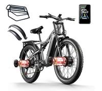 Bicicleta eléctrica Shengmilo-S600 de 26 x 3,0 Pulgadas con neumáticos Anchos para Adultos, Motores Dobles, batería Samsung de 17,5 AH, suspensión Total, Pantalla LCD a Color