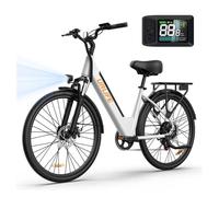 Bicicleta eléctrica urlife e26 - motor 250w batería 36v 13ah neumáticos de 26 frenos de disco - blanco
