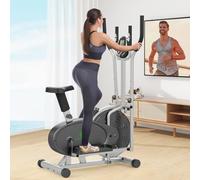 Bicicleta Elíptica, 2 en 1 Bicicleta Elíptica y Bicicleta Estática con Asiento, Monitor LCD, Resistencia Ajustable, Pedal Antideslizante, Máquina Elíptica para Ejercicios Aeróbic en Interiore
