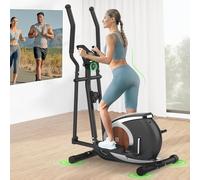 Bicicleta Elíptica Magnético con 16 Niveles de Resistencia, Máquina Elíptica Ultra Silenciosa para el Hogar, Monitor LCD, Portabotellas, 120KG de Capacidad de Carga Negro