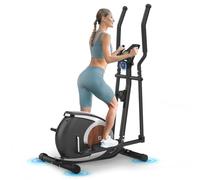 Bicicleta Elíptica Magnético con 16 Niveles de Resistencia, Máquina Elíptica Ultra Silenciosa para el Hogar, Monitor LCD, Portabotellas, 120KG de Capacidad de Carga Negro