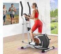 Bicicleta Elíptica Magnético, Máquina Elíptica Ultra-Silenciosa para Casa Soporte Fitness App, Volante de inercia de 6 KG, con 16 Niveles de Resistencia Ajustable, Monitor LCD, Soporte para Botellas