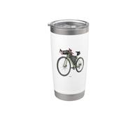 Bicicleta gravel equipada bikepacking con bolsa de cuadro Vaso térmico de acero inoxidable de doble pared