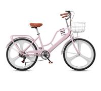 Bicicleta híbrida para mujer, bicicleta de viaje ligera de 7 velocidades con marco de paso bajo, neumáticos y frenos sensibles para montar en la ciudad y la playa