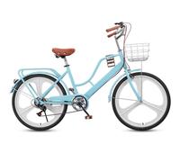 Bicicleta híbrida para mujer, bicicleta de viaje ligera de 7 velocidades con marco de paso bajo, neumáticos y frenos sensibles para montar en la ciudad y la playa