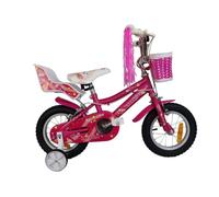 Bicicleta Infantil 12 Pulgadas Lydia con Cesta y Portamuñecas, Rosa | Bicicleta de 12 pulgadas para 3 a 5 años (80-95 cm), con ruedines desmontables y cesta delantera.